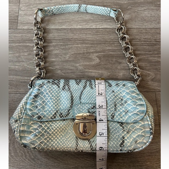 VTG 90’s Y2K Turquoise Exotic Snakeskin Python Luxury Handbag RARE - Picture 11 of 16